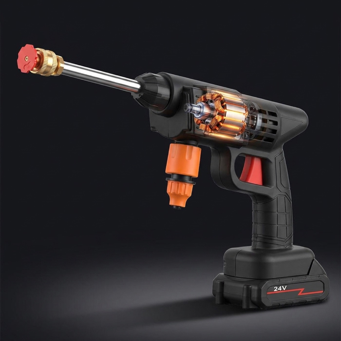 3D render of the 300W motor with exposed copper windings